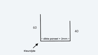 Gezet U-profiel voor Sandwichpanelen, standaard, op lengte gemaakt