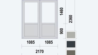 Gealan S9000 NL Loopdeur dubbel met paneel, Acrylcolor