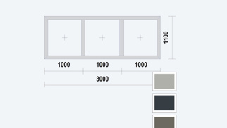 Gealan S9000 NL Raamkozijn, buitenwerkse maat 3000x1100mm, Acrylcolor