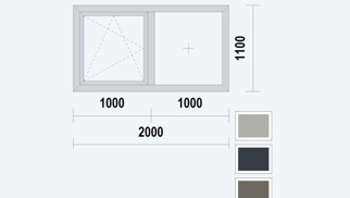 Gealan S9000 Slim Raamkozijn, DK, buitenwerkse maat 2000x1100mm, Acrylcolor