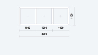 Gealan S9000 Slim Raamkozijn, buitenwerkse maat 3000x1100mm, PVC