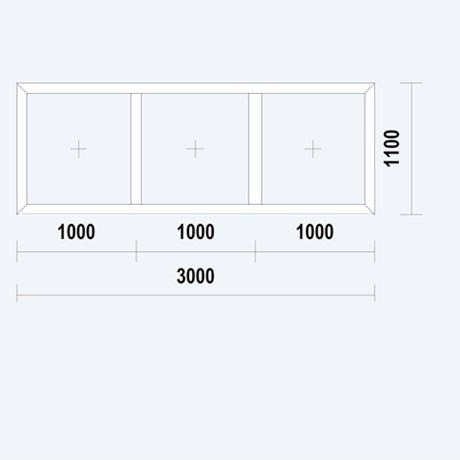 Gealan S9000 Slim Raamkozijn, buitenwerkse maat 3000x1100mm, PVC
