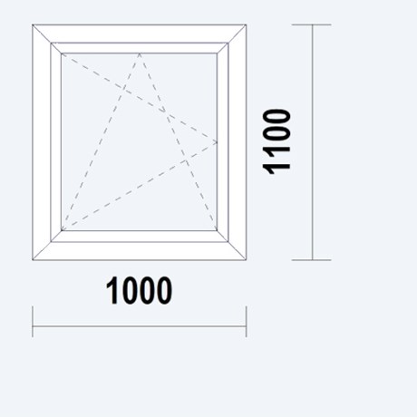 Gealan S9000 Slim Raamkozijn, DK, buitenwerkse maat 1000x1100mm, wit PVC