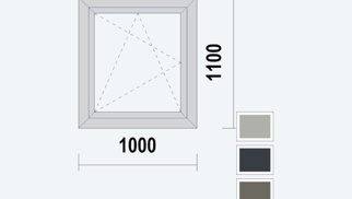 Gealan S9000 NL Raamkozijn, DK, buitenwerkse maat 1000x1100mm, Acrylcolor