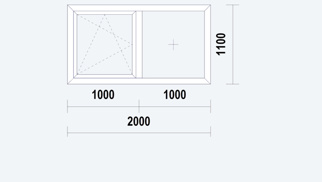 Gealan S9000 Slim Raamkozijn, DK, buitenwerkse maat 2000x1100mm, wit PVC