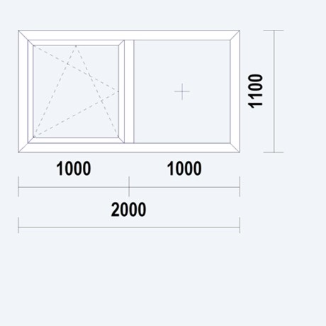 Gealan S9000 Slim Raamkozijn, DK, buitenwerkse maat 2000x1100mm, wit PVC