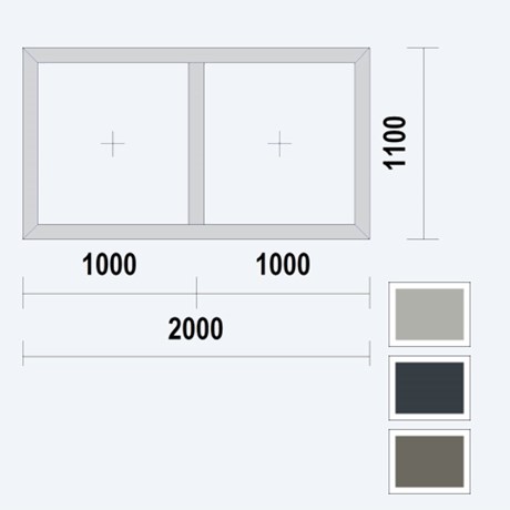 Gealan S9000 Slim Raamkozijn, buitenwerkse maat 2000x1100mm, Acrylcolor
