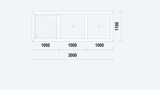 Gealan S9000 NL Raamkozijn, DK, buitenwerkse maat 3000x1100mm, wit PVC