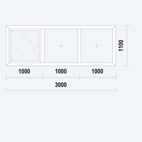 Gealan S9000 Slim Raamkozijn, DK, buitenwerkse maat 3000x1100mm, wit PVC